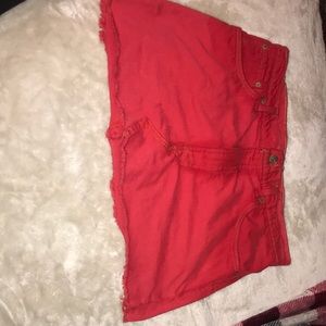 Red jean skirt